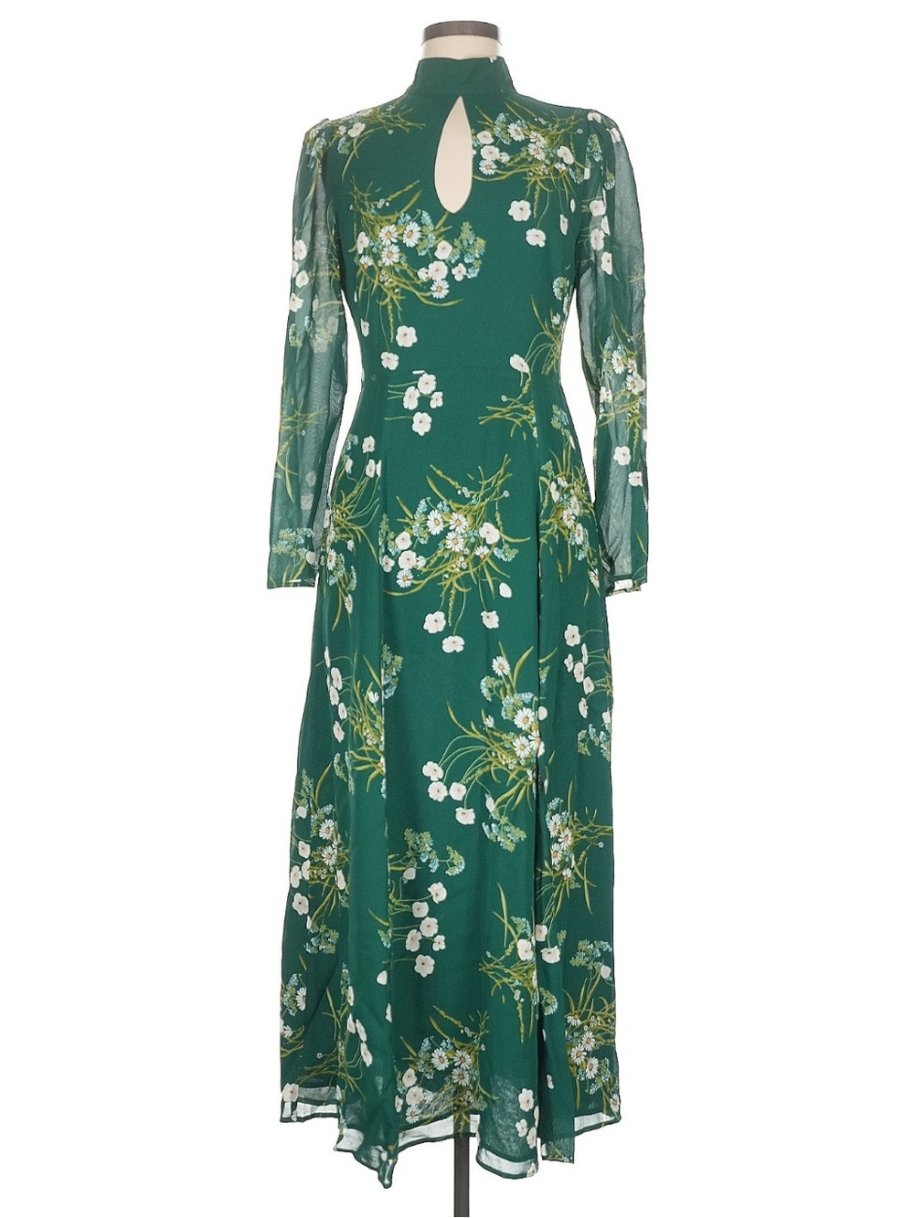 Reformation Emerald Green Floral Long-Sleeve Midi Dress